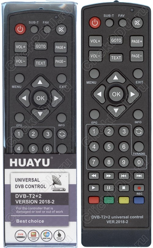 Huayu пульт для приставок DVB-T2+2 ! ver.2019 универсальный для разных моделей DVB-T (серия HOB1435) - фото 1 - id-p72708936