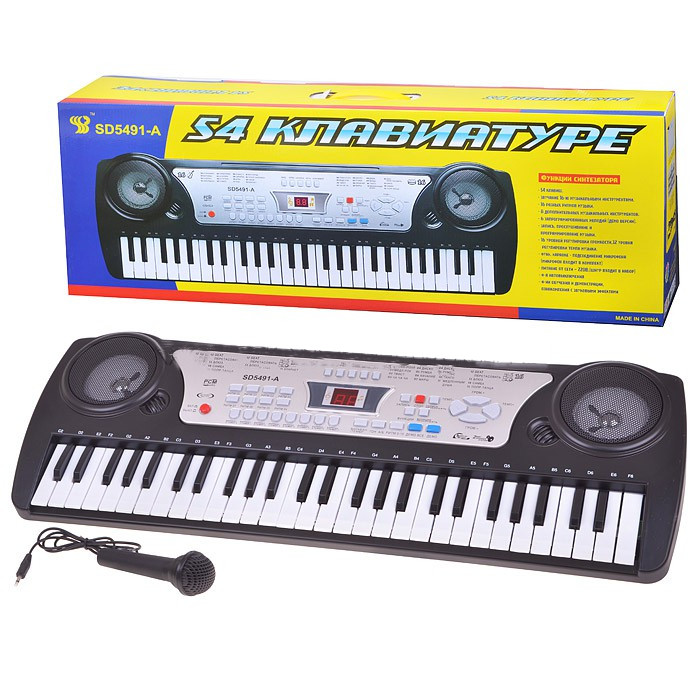 Синтезатор детский с микрофоном 54 клавиши RU5491-A от сети ,от батареек RU5491-A - фото 1 - id-p89110957