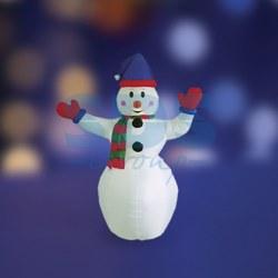 3D фигура надувная "Снеговик с шарфом", размер 180 см, внутренняя подсветка 2 лампы, компрессор с адаптером 12