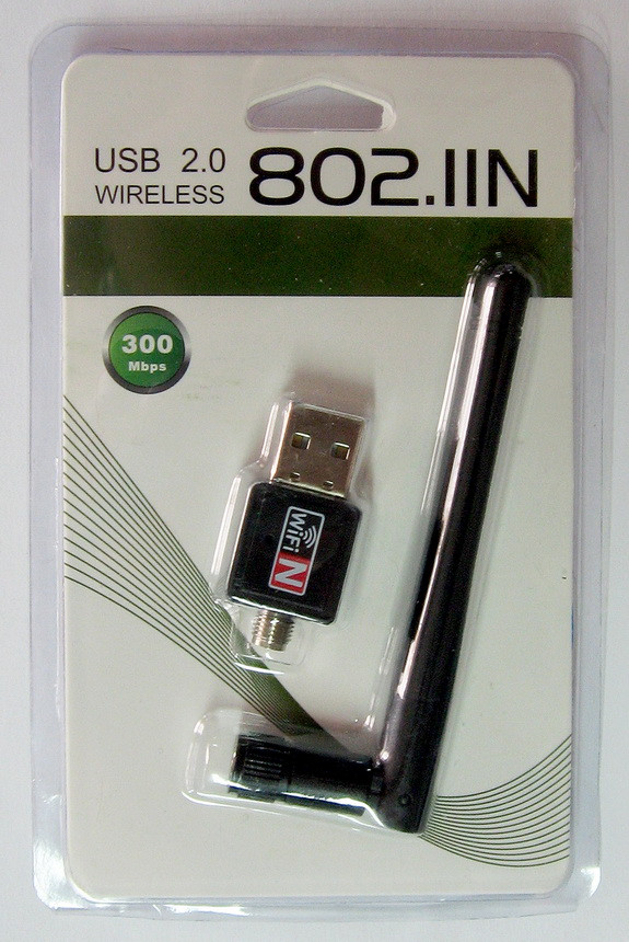 Wi-Fi USB-адаптер (802.11b/g/n, 300Mbps), съёмная антенна - фото 1 - id-p89156111