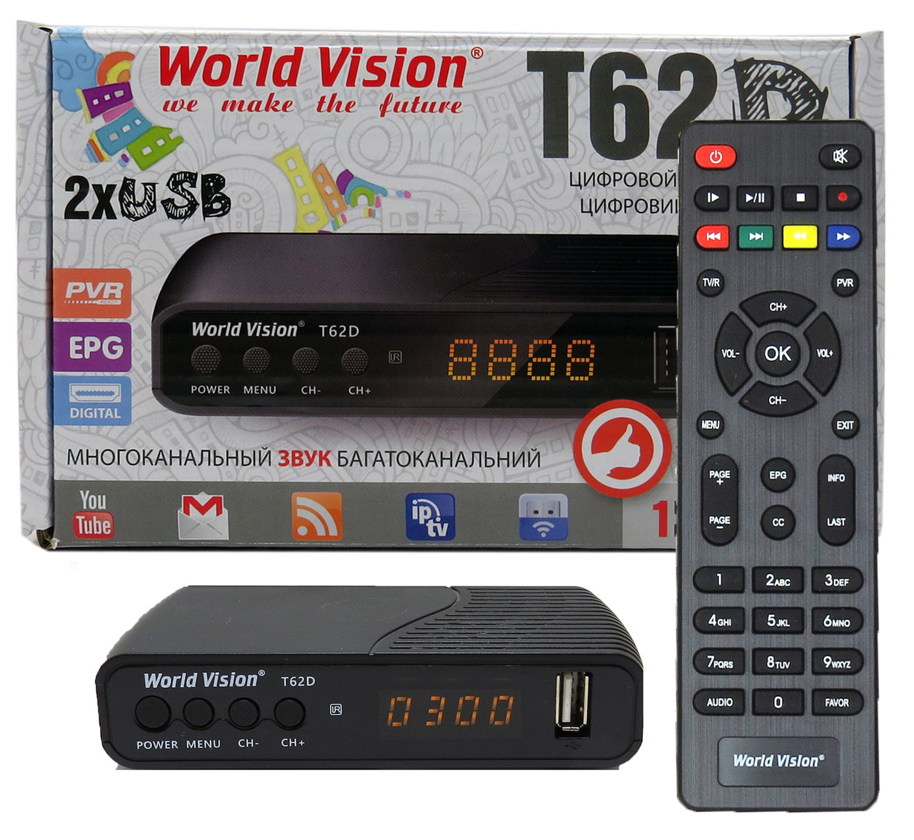 Цифровой эфирный DVB-T2 приемник World Vision T62D - фото 2 - id-p89156370