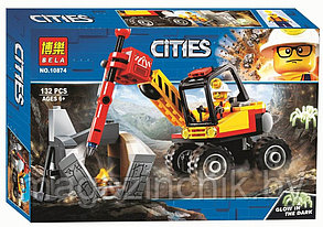 Конструктор Сити Трактор для горных работ 10874, аналог Лего Сити 60185