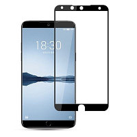 Противоударное защитное стекло с полным клеем Full Glue Screen Cover 0.3mm черное для Meizu 15 Plus