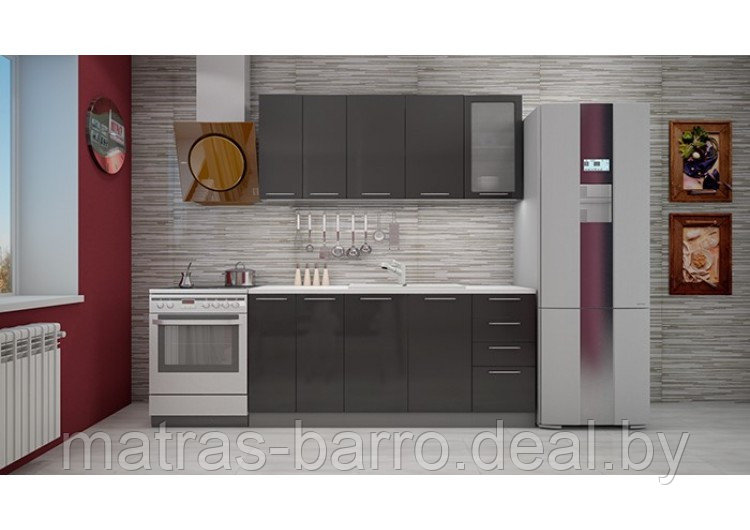 Кухня Олива черный металлик 1,8 метра - фото 1 - id-p40942346