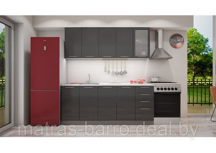 Кухня Олива черный металлик 2,0 метра - фото 1 - id-p89177396