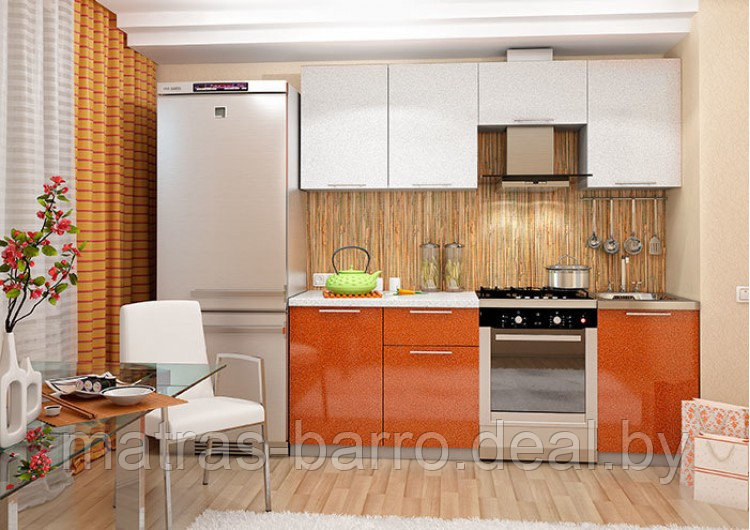 Кухня Олива белый/оранж 2,1 метра - фото 1 - id-p40942399
