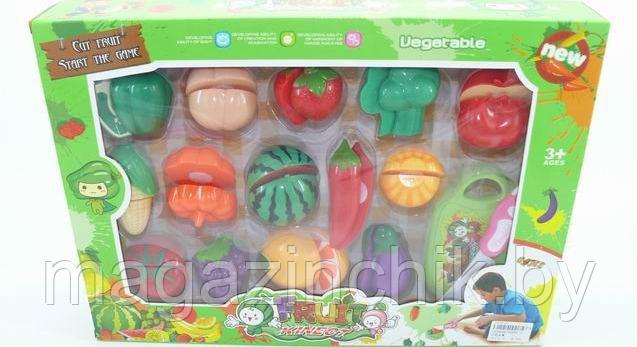 Детский набор фруктов и овощей на липучках с разделочной доской и ножом FD234-11
