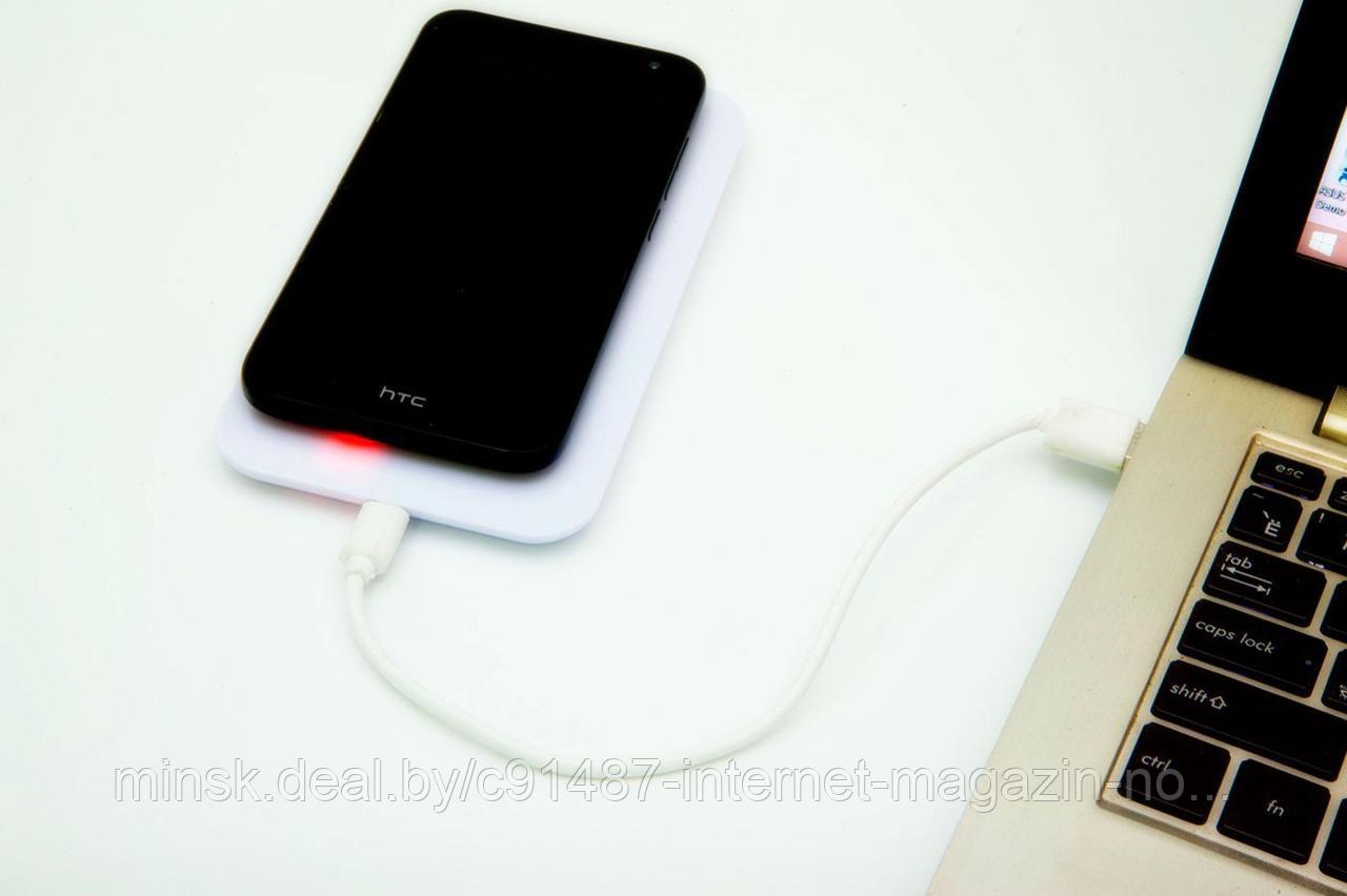 Аккумулятор беспроводной плоский для смартфонов с Micro USB разъемом, белый - фото 8 - id-p89192280