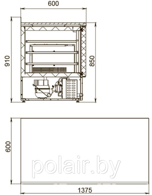 Холодильный стол POLAIR (ПОЛАИР) TBi3-G 300 л. (не выше -18) - фото 2 - id-p89198769