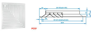 Решетка вентиляционная РС5У-553х553 потолочная