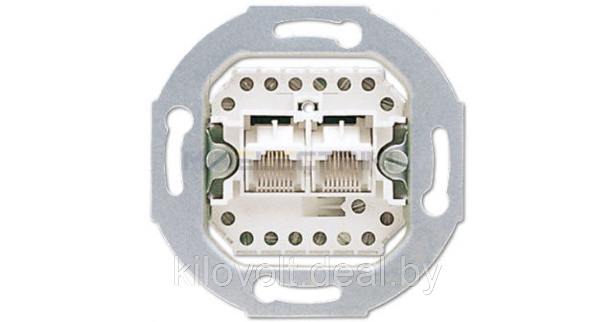 Розетка телефонная 2хRJ-11 4 конт. (лицевая накладка заказывается отдельно) ABB Basic 55 - фото 1 - id-p89205323