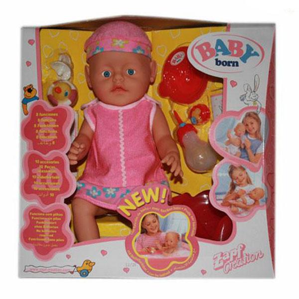 Кукла-пупс Baby Doll  (аналог Baby Born) 9 аксессуаров, 9 функций (2 соски)