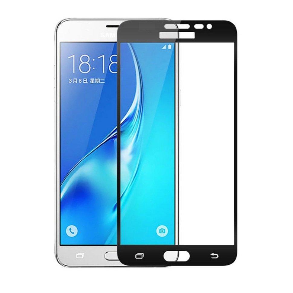 Защитное стекло для Samsung Galaxy J3 2016 (чёрное, полноразмерное)