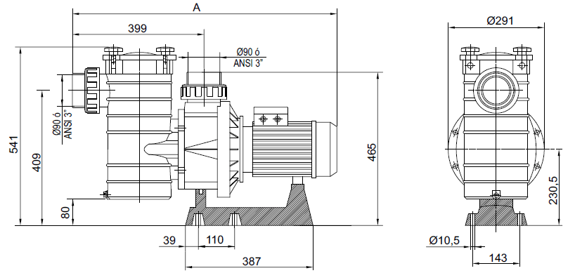 Насос с префильтром Kripsol Kapri KAP-250 (2,3 кВт, 41 куб.м/ч, 380В) - фото 3 - id-p89382695