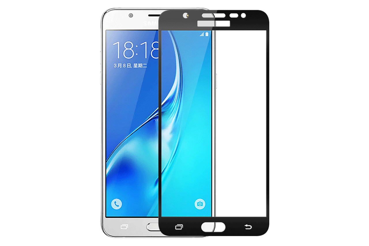 Защитное стекло для Samsung Galaxy J5 2016 (чёрное, полноразмерное)