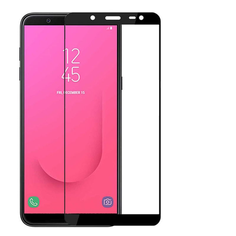 Защитное стекло для Samsung Galaxy J6 2018 (чёрное, полноразмерное)