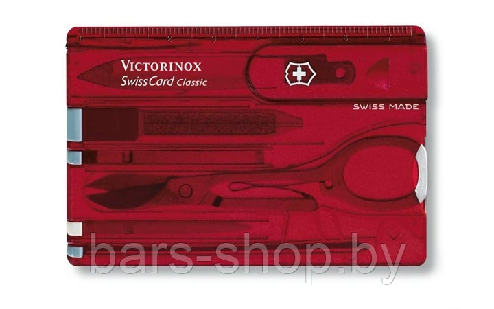 Швейцарская карта Victorinox Card Red, красная полупрозрачная (0.7100.T) - фото 2 - id-p89422127