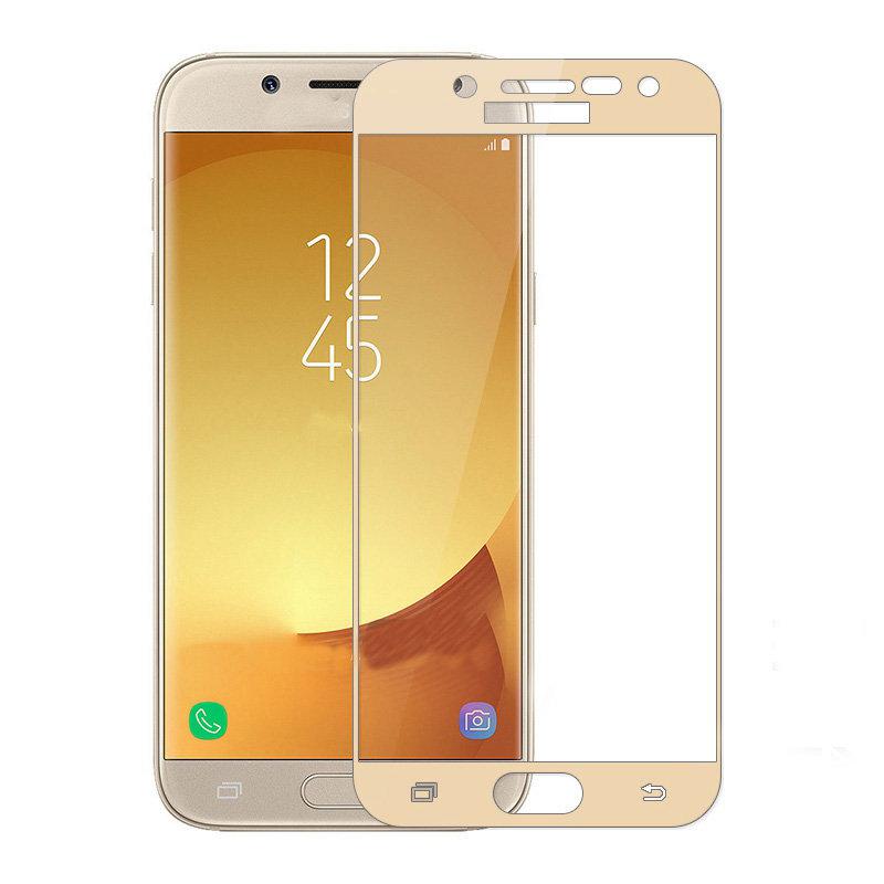 Защитное стекло для Samsung Galaxy J7 2017 (золотое, полноразмерное)