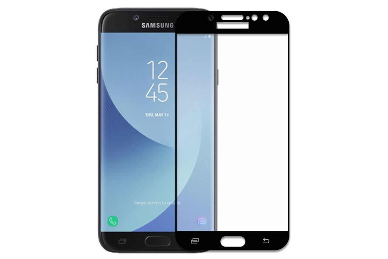Защитное стекло для Samsung Galaxy J7 2017 (чёрное, полноразмерное)
