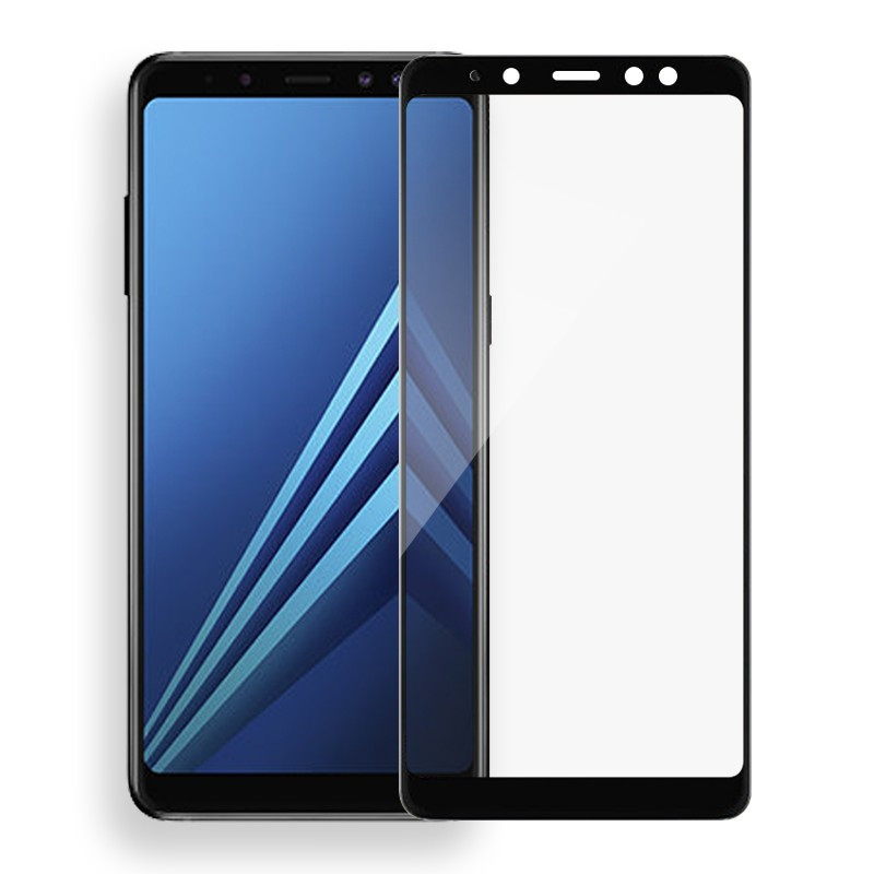 Защитное стекло для Samsung Galaxy J8 2018 (чёрное, полноразмерное)