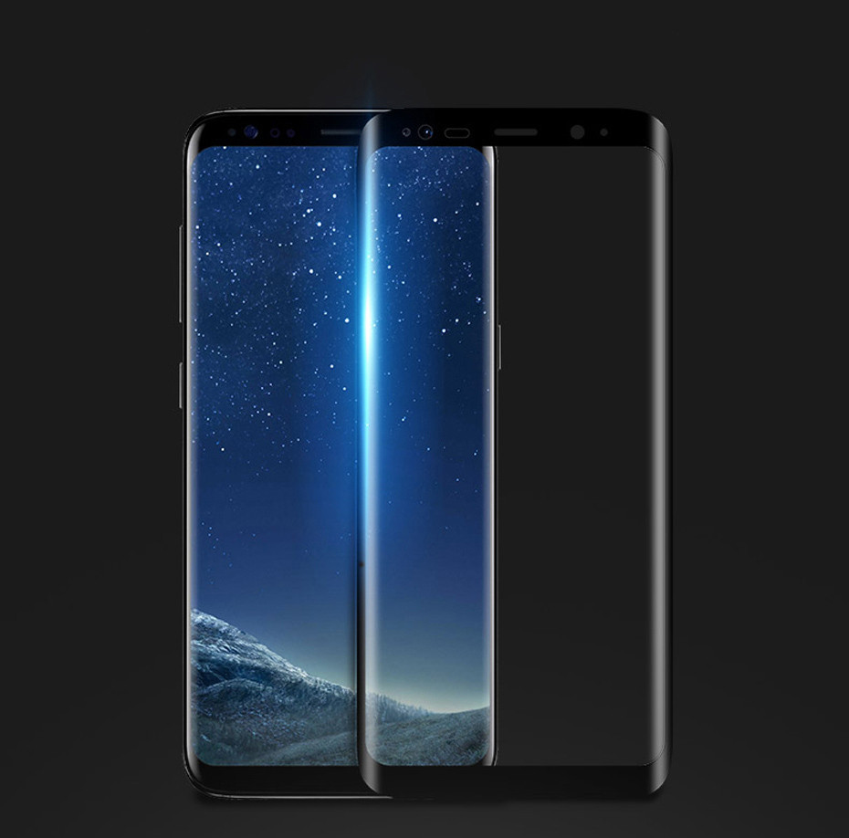 Защитное стекло для Samsung Galaxy S8 Plus (чёрное, полноразмерное)