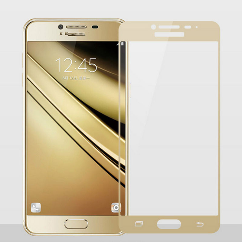 Защитное стекло для Samsung Galaxy А5 2018 (золотое, полноразмерное)