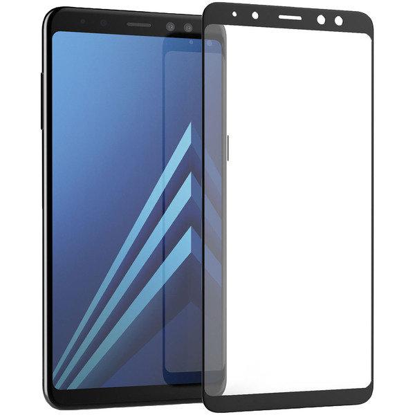 Защитное стекло для Samsung Galaxy А8 2018 (чёрное, полноразмерное)