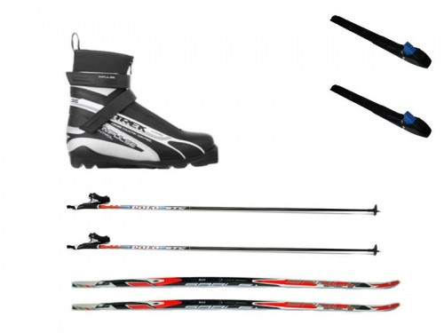Комплект лыжный с креплением sns, палками и ботинками impulse