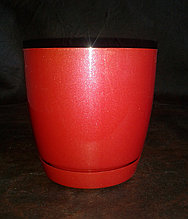 Горшок пластмассовый Тоскана красный металлик,  диаметр 13 см, высота 12,7 см (Остаток 2 шт !!!)