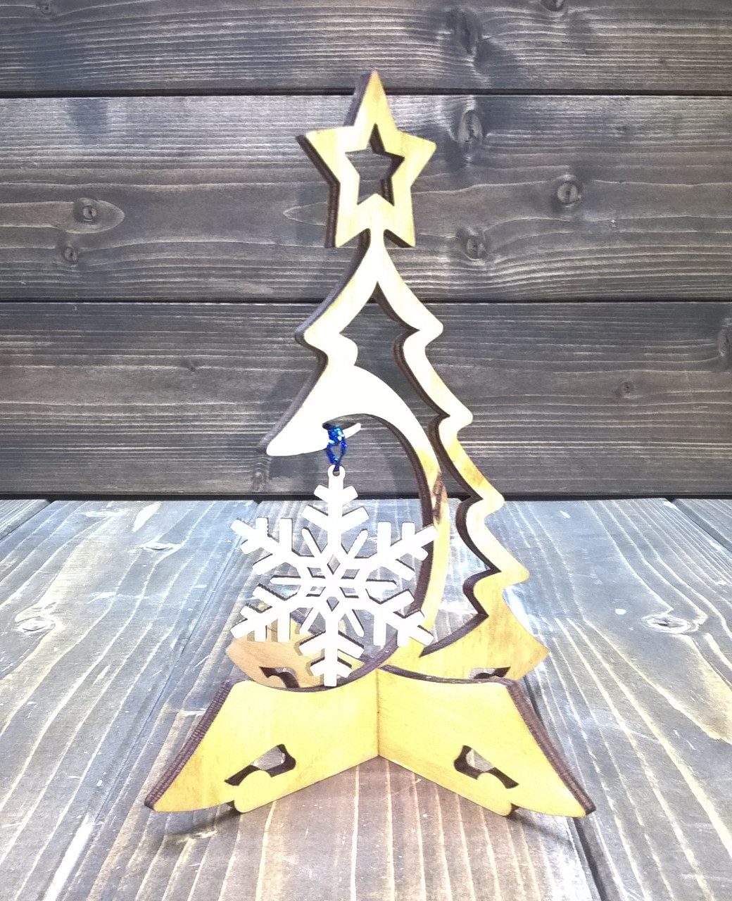 Елочка со звездой с подвесом снежинка тонированная - фото 2 - id-p89541639