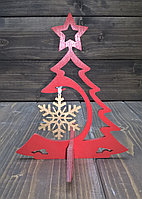 Елочка со звездой с подвесом снежинка, цвет: красный
