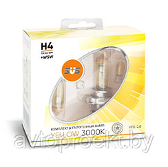 Комплект галогенных ламп SVS Yellow 3000K 12V H4 60/55W+W5W yellow