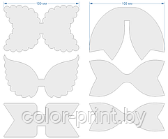 Набор шаблонов для бантиков , ПЭТ 0,7 мм (1уп = 5наборов) 100