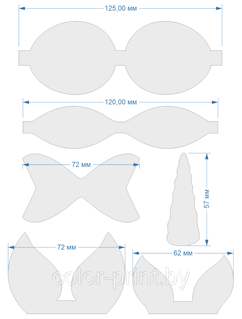 Набор шаблонов для бантиков , ПЭТ 0,7 мм (1уп = 5наборов) - фото 2 - id-p89613711