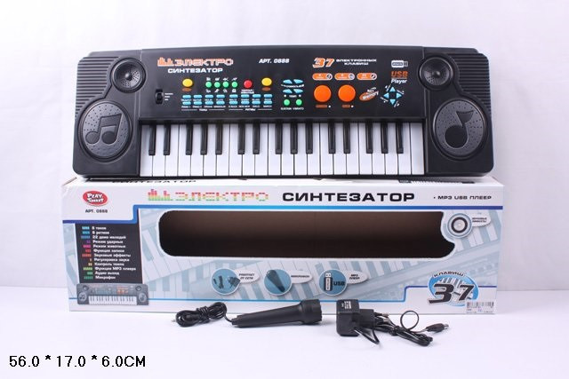 Детский синтезатор пианино PlaySmart 0888 с микрофоном и USB, от сети т от батареек 
