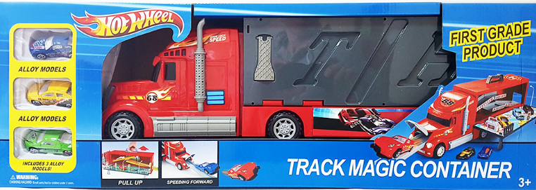 Фура, автовоз HOT WHEELS, грузовик с машинками 3 шт., игровой набор, игровой гараж HW-101(аналог) - фото 2 - id-p89617056