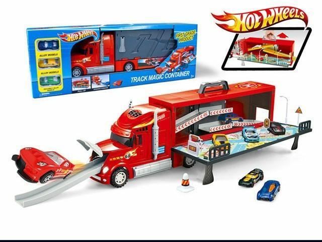 Фура, автовоз HOT WHEELS, грузовик с машинками 3 шт., игровой набор, игровой гараж HW-101(аналог) - фото 1 - id-p89617056