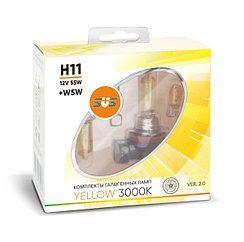 Комплект галогенных ламп SVS Yellow 3000K 12V H11 55W+W5W yellow