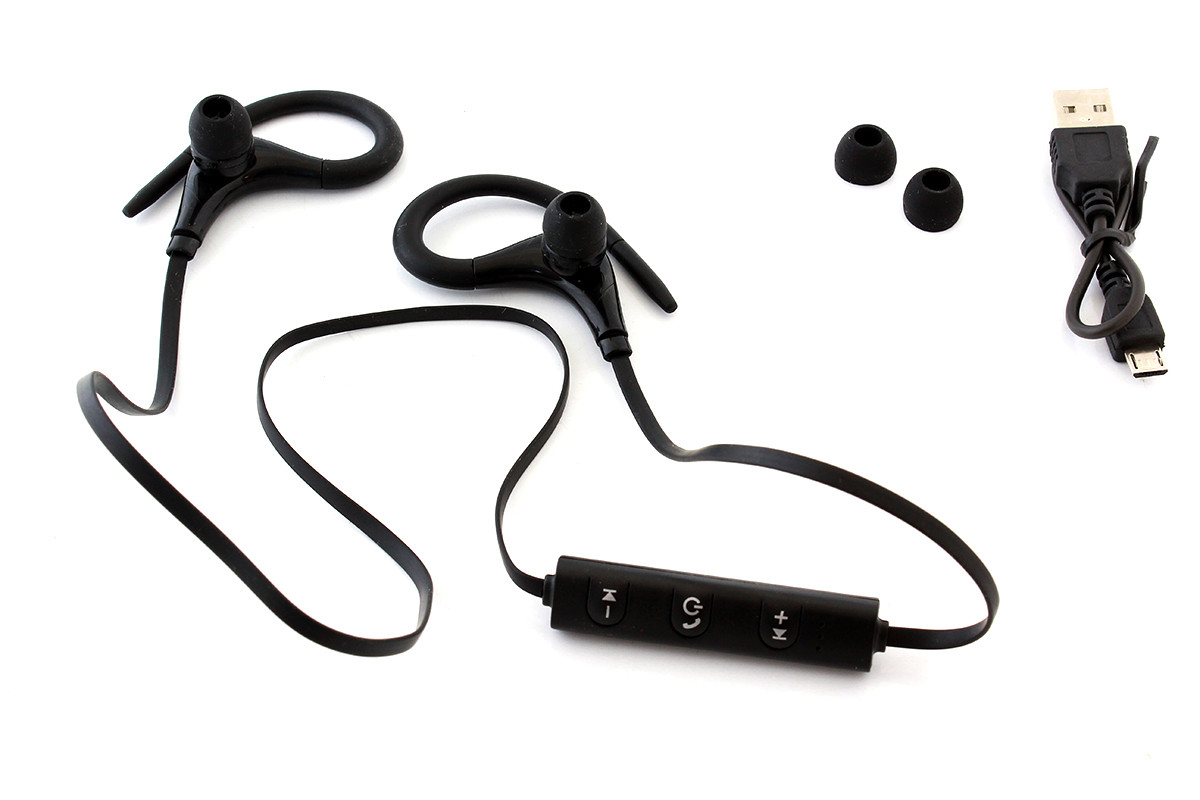 Наушники спортивные Bluetooth SiPL с крючком Черные - фото 3 - id-p89648727