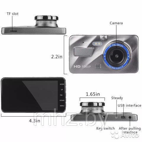 Видеорегистратор Vehicle 1080P две камеры(заднего вида) экран 4 дюйма - фото 3 - id-p89694984