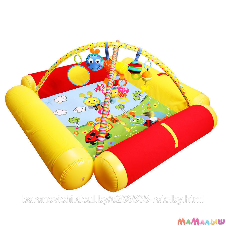 BIBA TOYS РАЗВИВАЮЩИЙ КОВРИК ДРУЗЬЯ БЮССИ С НАДУВНЫМИ БОРТИКАМИ120*120 СМ