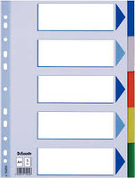 Разделители пластиковые А5, цветные, 5 цветов, (5 лист. в пачке), Esselte