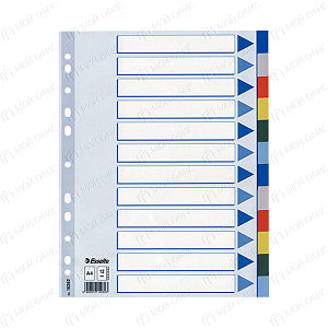 Разделители пласт. цветные A4,(12 листов в пачке),ESSELTE