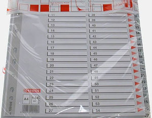 Разделители пластиковые серые цифровые MAXI, цифры 1-12, (12 листов в пачке)