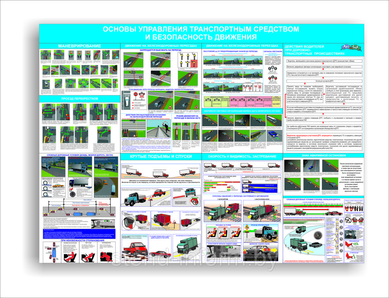 Стенд " Правила дорожного движения" размеры 200*150 см , с бортом