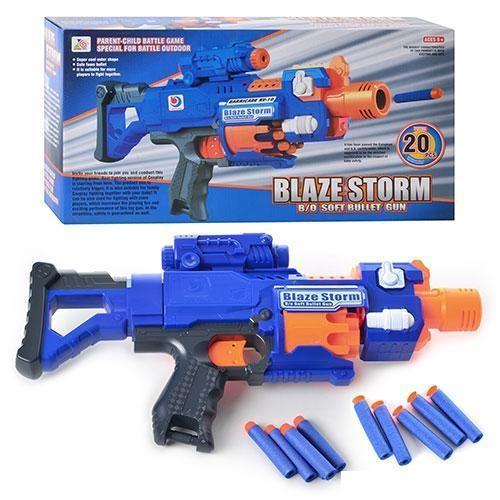 Автомат, Бластер 7055 + 20 пуль Blaze Storm детский игрушечный, с прицелом, мягкие пули, типа Nerf ст - фото 1 - id-p89756068