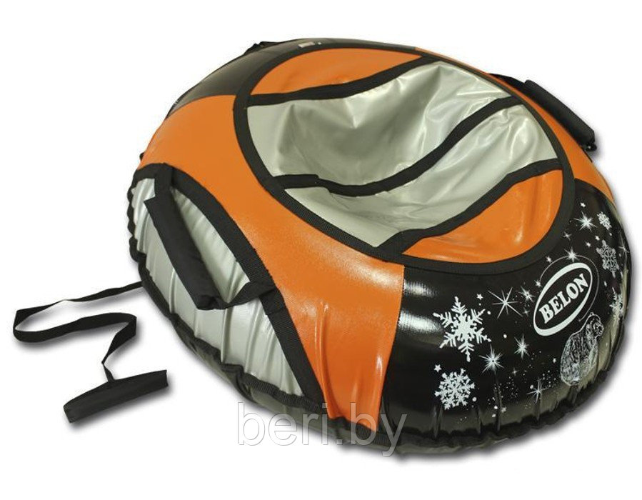 ТЮБИНГ D90 см BELON ПВХ 630гр/м2, ватрушка, буксировочный трос (ПВХ, камера) диаметр 90 см, оранжевый, РОССИЯ