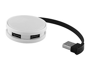 USB Hub Round, на 4 порта, белый/черный, фото 2