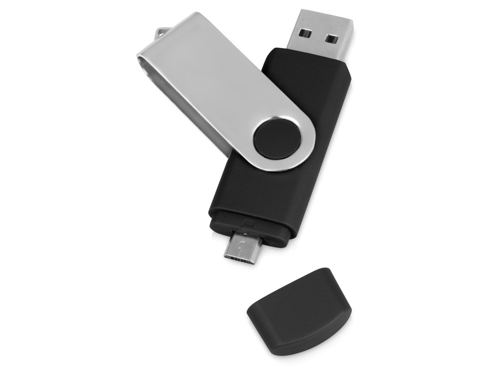 USB/micro USB-флешка 2.0 на 16 Гб Квебек OTG, черный - фото 1 - id-p89973658