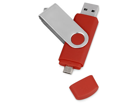 USB/micro USB-флешка 2.0 на 16 Гб Квебек OTG, красный, фото 2